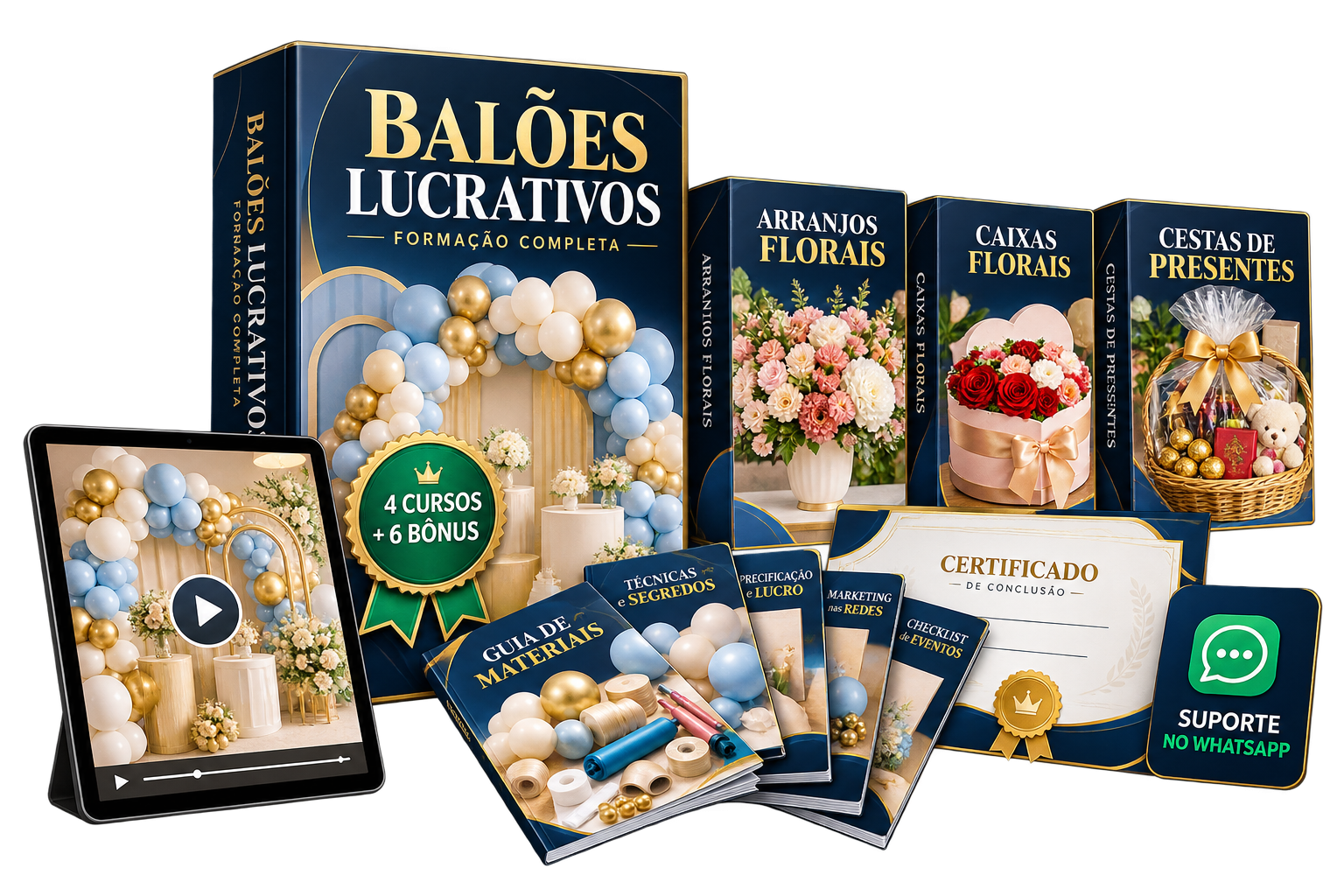 Decoração com arco de balões do curso Balões Lucrativos